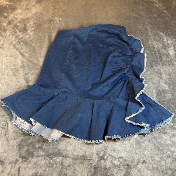 Lucy Paris Dresses & Skirts - Lucy Paris Kylie Ruffled Ruched Denim Skirt Blue 147202 Womens size Extra Small